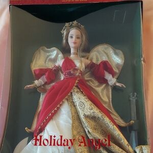 Holiday Angel Doll with Red and Gold Gown